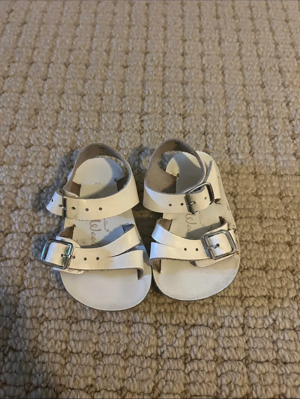 Sun Sans Sea Wee Toddlers' White Double-Buckle Leather Sandals